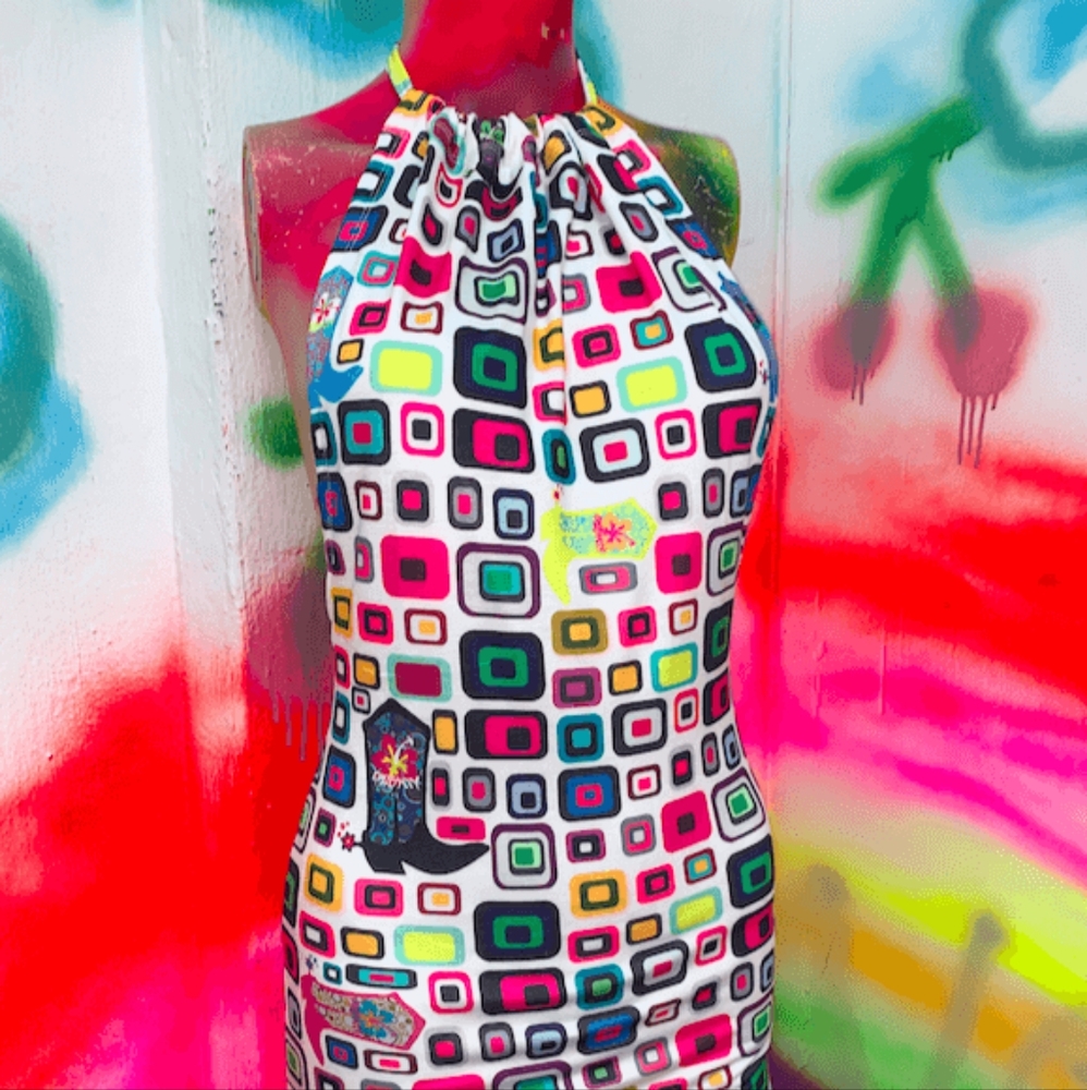 O might omighty 90s inspired cowgirl halter dress